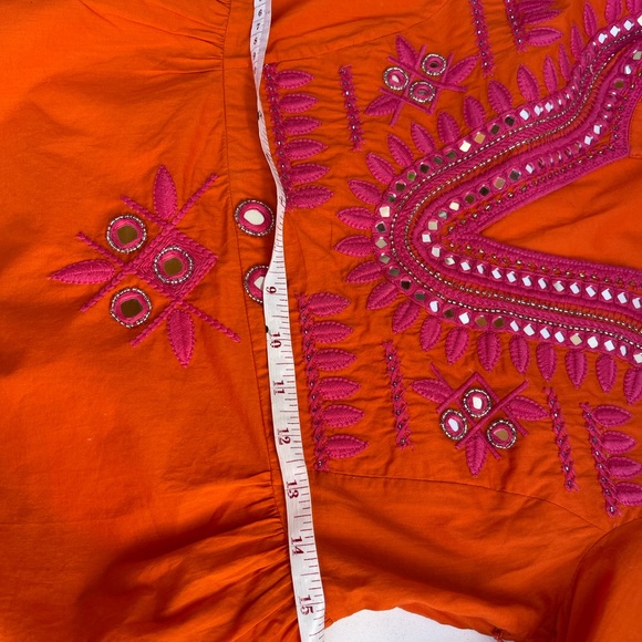 Tory Burch🍁🍂Tangerine Embellished Embroidered Tunic $350 NWT - Picture 10 of 12